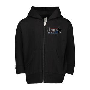 Harris Waltz 2024 For The People Cat Lady Kamala Harris 2024 Toddler Zip Fleece Hoodie