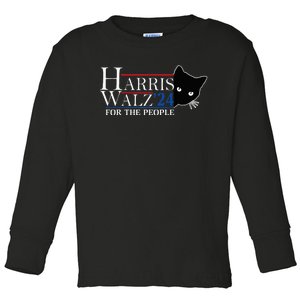 Harris Waltz 2024 For The People Cat Lady Kamala Harris 2024 Toddler Long Sleeve Shirt