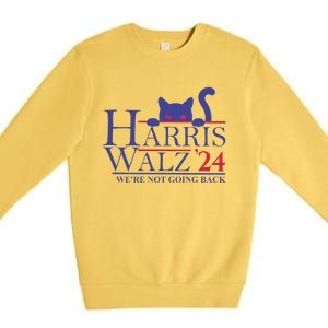 Harris Waltz 2024 WeRe Not Going Back Funny Cat Lady Gift Premium Crewneck Sweatshirt