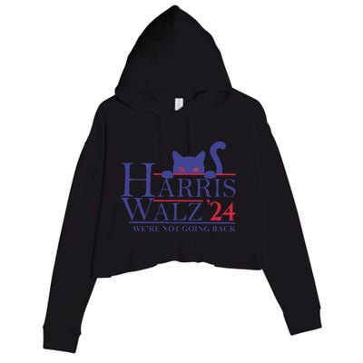 Harris Waltz 2024 WeRe Not Going Back Funny Cat Lady Gift Crop Fleece Hoodie