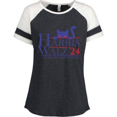 Harris Waltz 2024 WeRe Not Going Back Funny Cat Lady Gift Enza Ladies Jersey Colorblock Tee