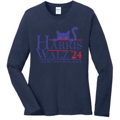 Harris Waltz 2024 WeRe Not Going Back Funny Cat Lady Gift Ladies Long Sleeve Shirt