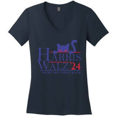 Harris Waltz 2024 WeRe Not Going Back Funny Cat Lady Gift Women's V-Neck T-Shirt