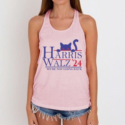 Harris Waltz 2024 WeRe Not Going Back Funny Cat Lady Gift Women's Knotted Racerback Tank