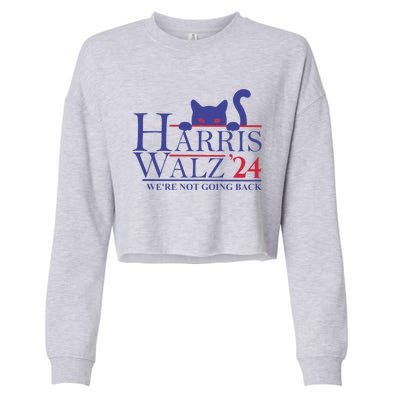 Harris Waltz 2024 WeRe Not Going Back Funny Cat Lady Gift Cropped Pullover Crew