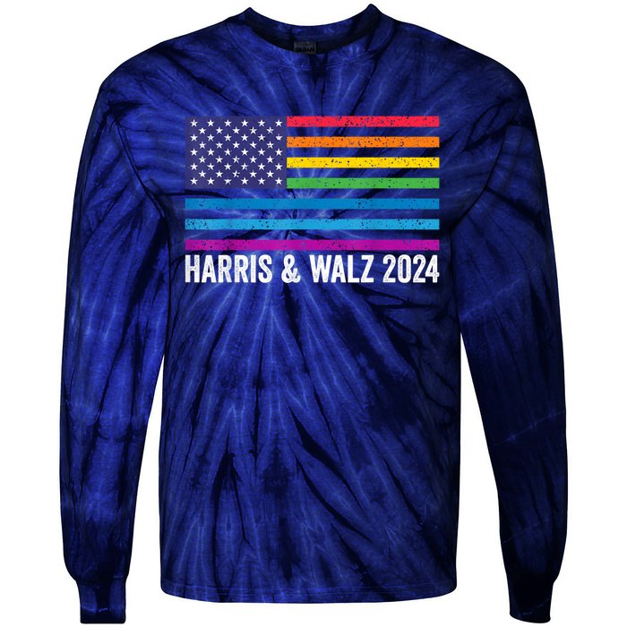 Harris Waltz 2024 Election Kamala Harris Tim Waltz 2024 Tie-Dye Long Sleeve Shirt