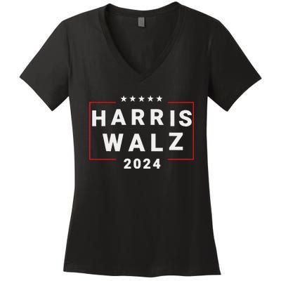 Harris Walz 2024 Election Kamala Harris Tim Waltz 2024 Women's V-Neck T-Shirt