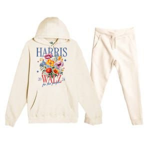 Harris Walz 2024 Election President Kamala Harris Tim Waltz Premium Hooded Sweatsuit Set