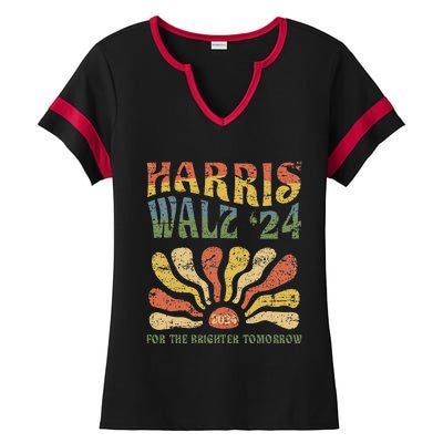 Harris Walz 2024 For President Patriotic Kamala Waltz 2024 Ladies Halftime Notch Neck Tee