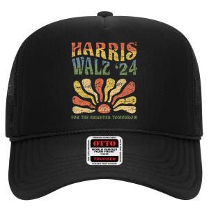 Harris Walz 2024 For President Patriotic Kamala Waltz 2024 High Crown Mesh Back Trucker Hat