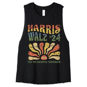 Harris Walz 2024 For President Patriotic Kamala Waltz 2024 Women's Racerback Cropped Tank