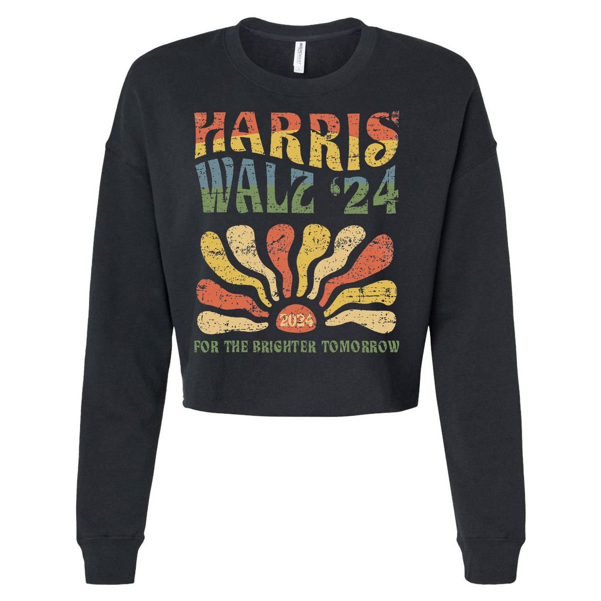 Harris Walz 2024 For President Patriotic Kamala Waltz 2024 Cropped Pullover Crew
