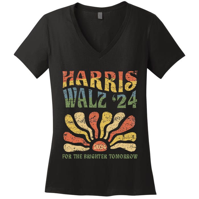 Harris Walz 2024 For President Patriotic Kamala Waltz 2024 Women's V-Neck T-Shirt