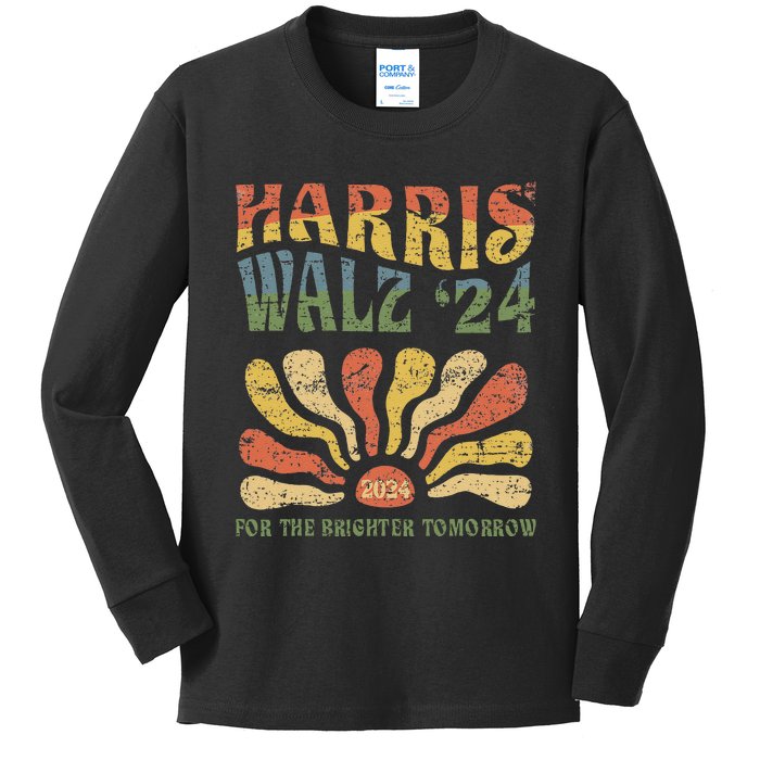 Harris Walz 2024 For President Patriotic Kamala Waltz 2024 Kids Long Sleeve Shirt