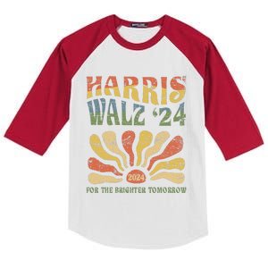 Harris Walz 2024 For President Patriotic Kamala Waltz 2024 Kids Colorblock Raglan Jersey