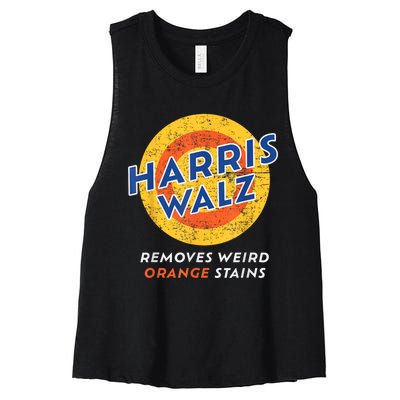 Harris Walz 2024 Waltz Removes Weird Orange Stains Women's Racerback Cropped Tank