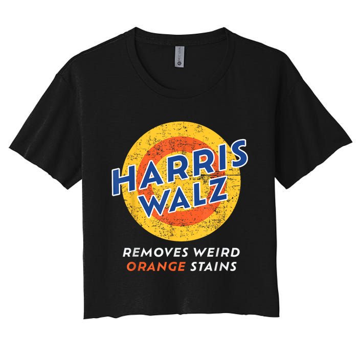 Harris Walz 2024 Waltz Removes Weird Orange Stains Women's Crop Top Tee