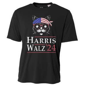 Harris Walz 2024 Funny Cat Election Kamala Harris Tim Waltz Cooling Performance Crew T-Shirt