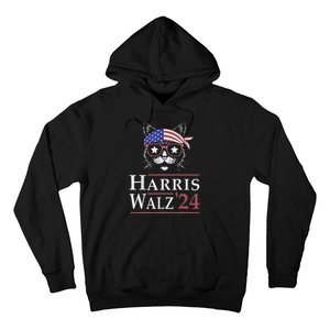 Harris Walz 2024 Funny Cat Election Kamala Harris Tim Waltz Hoodie