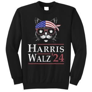 Harris Walz 2024 Funny Cat Election Kamala Harris Tim Waltz Sweatshirt