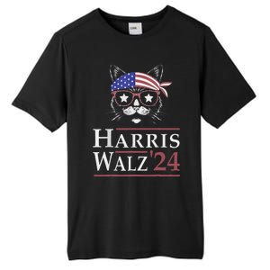 Harris Walz 2024 Funny Cat Election Kamala Harris Tim Waltz Tall Fusion ChromaSoft Performance T-Shirt