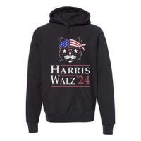 Harris Walz 2024 Funny Cat Election Kamala Harris Tim Waltz Premium Hoodie