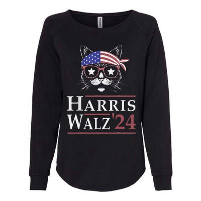 Harris Walz 2024 Funny Cat Election Kamala Harris Tim Waltz Womens California Wash Sweatshirt