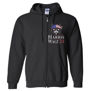 Harris Walz 2024 Funny Cat Election Kamala Harris Tim Waltz Full Zip Hoodie