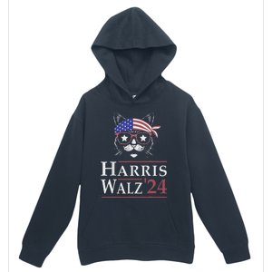 Harris Walz 2024 Funny Cat Election Kamala Harris Tim Waltz Urban Pullover Hoodie