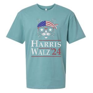 Harris Walz 2024 Funny Cat Election Kamala Harris Tim Waltz Sueded Cloud Jersey T-Shirt