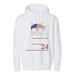 Harris Walz 2024 Funny Cat Election Kamala Harris Tim Waltz Garment-Dyed Fleece Hoodie