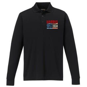 Harris Waltz 2024 Election Kamala Harris Tim Waltz 2024 Performance Long Sleeve Polo