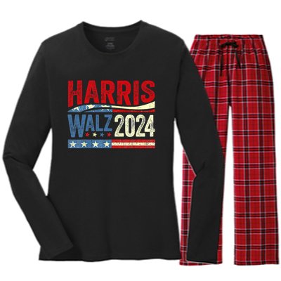 Harris Waltz 2024 Election Kamala Harris Tim Waltz 2024 Women's Long Sleeve Flannel Pajama Set 