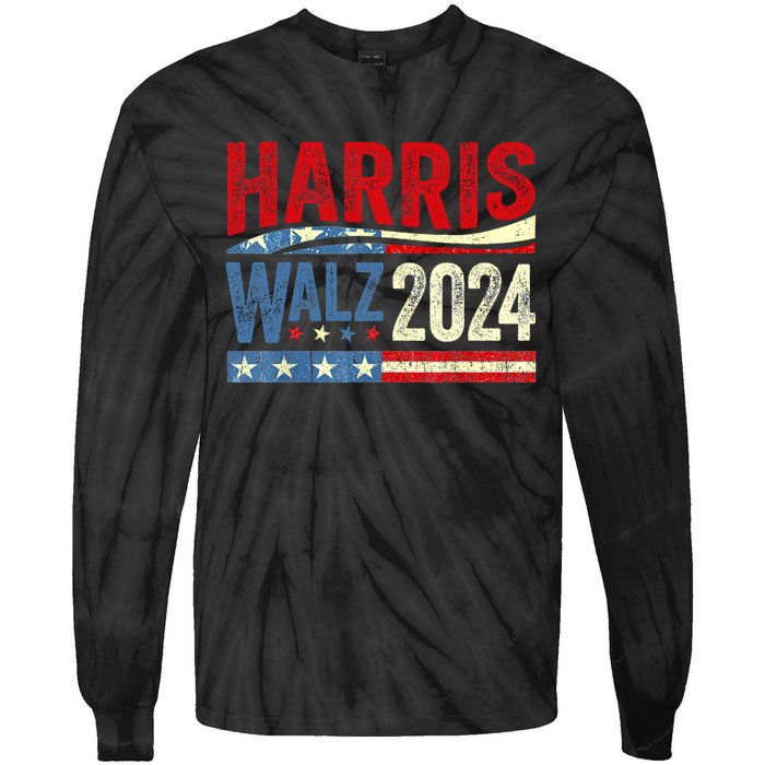 Harris Waltz 2024 Election Kamala Harris Tim Waltz 2024 Tie-Dye Long Sleeve Shirt