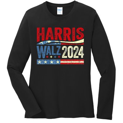 Harris Waltz 2024 Election Kamala Harris Tim Waltz 2024 Ladies Long Sleeve Shirt