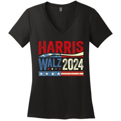 Harris Waltz 2024 Election Kamala Harris Tim Waltz 2024 Women's V-Neck T-Shirt