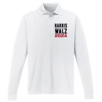 Harris Walz 2024 Performance Long Sleeve Polo