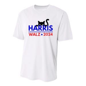 Harris Walz 2024 Funny Cat Election Kamala Harris Tim Waltz Youth Performance Sprint T-Shirt