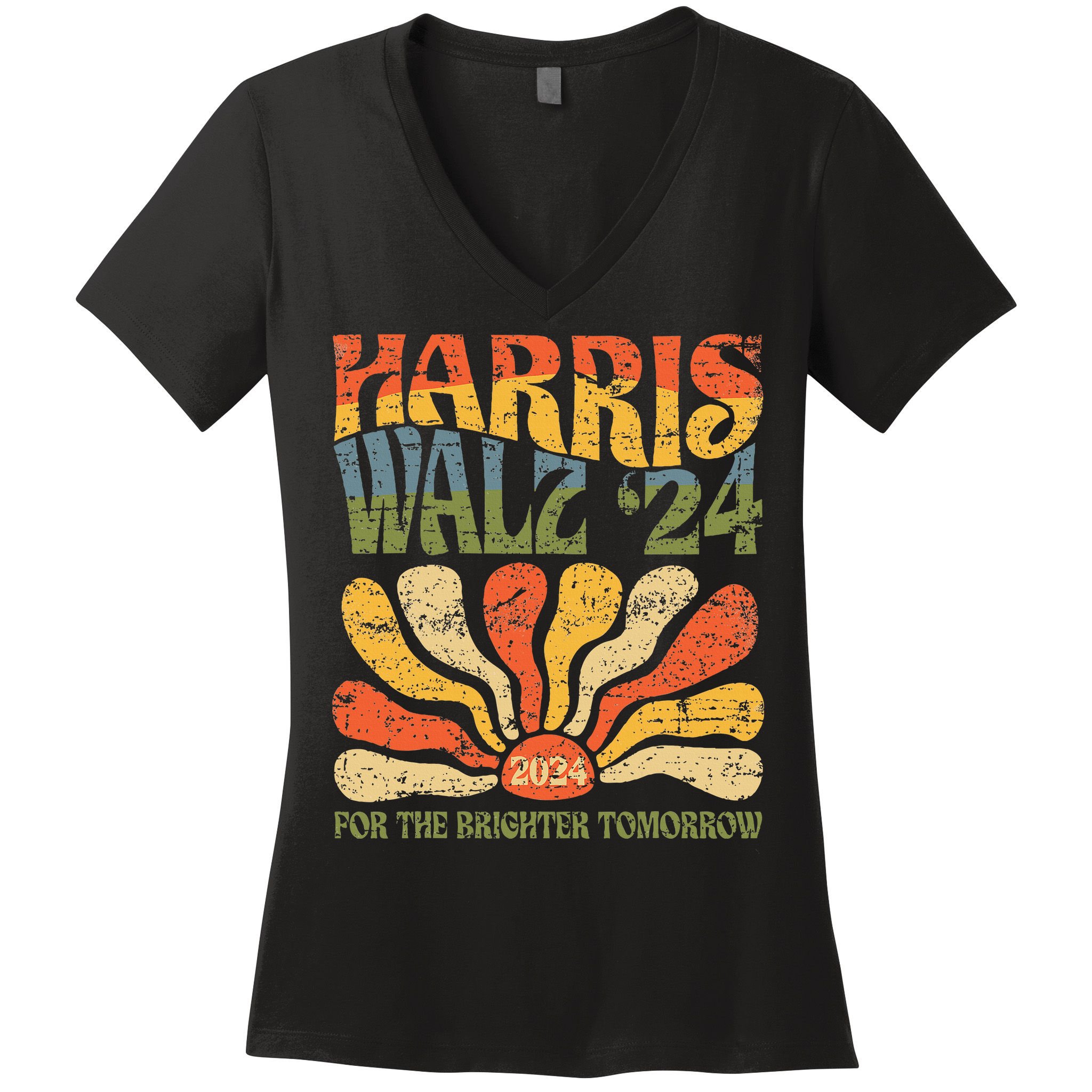 Harris Walz 2024 For President Patriotic Kamala Waltz 2024 Women's V-Neck T-Shirt