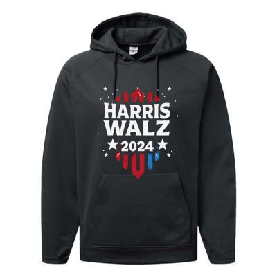 Harris Walz 2024 Kamala Harris Tom Walz Performance Fleece Hoodie