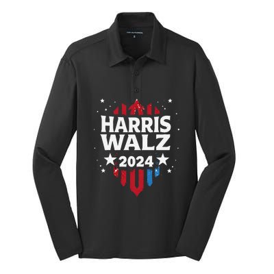 Harris Walz 2024 Kamala Harris Tom Walz Silk Touch Performance Long Sleeve Polo