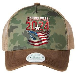 Harris Walz 2024 Patriotic American Flag Legacy Tie Dye Trucker Hat