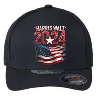 Harris Walz 2024 Patriotic American Flag Flexfit Unipanel Trucker Cap