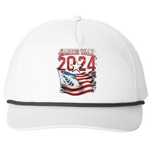 Harris Walz 2024 Patriotic American Flag Snapback Five-Panel Rope Hat