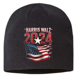 Harris Walz 2024 Patriotic American Flag Sustainable Beanie