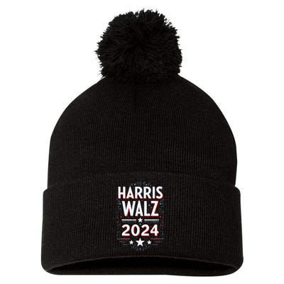 Harris Walz 2024 Kamala Harris Tom Walz Pom Pom 12in Knit Beanie