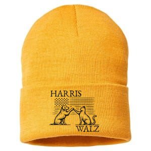 Harris Walz 2024 President American Flag Kamala Harris Waltz Sustainable Knit Beanie