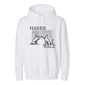 Harris Walz 2024 President American Flag Kamala Harris Waltz Garment-Dyed Fleece Hoodie