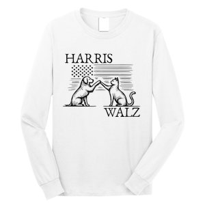 Harris Walz 2024 President American Flag Kamala Harris Waltz Long Sleeve Shirt