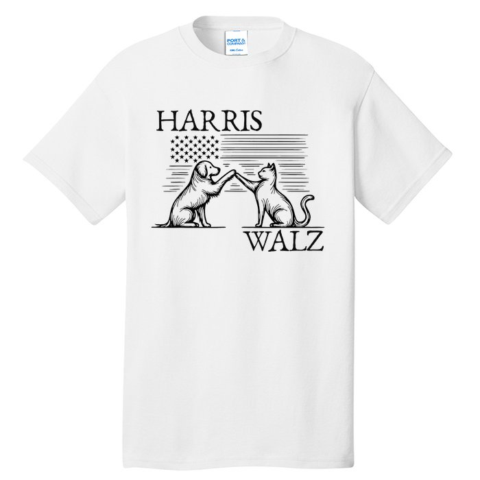 Harris Walz 2024 President American Flag Kamala Harris Waltz Tall T-Shirt